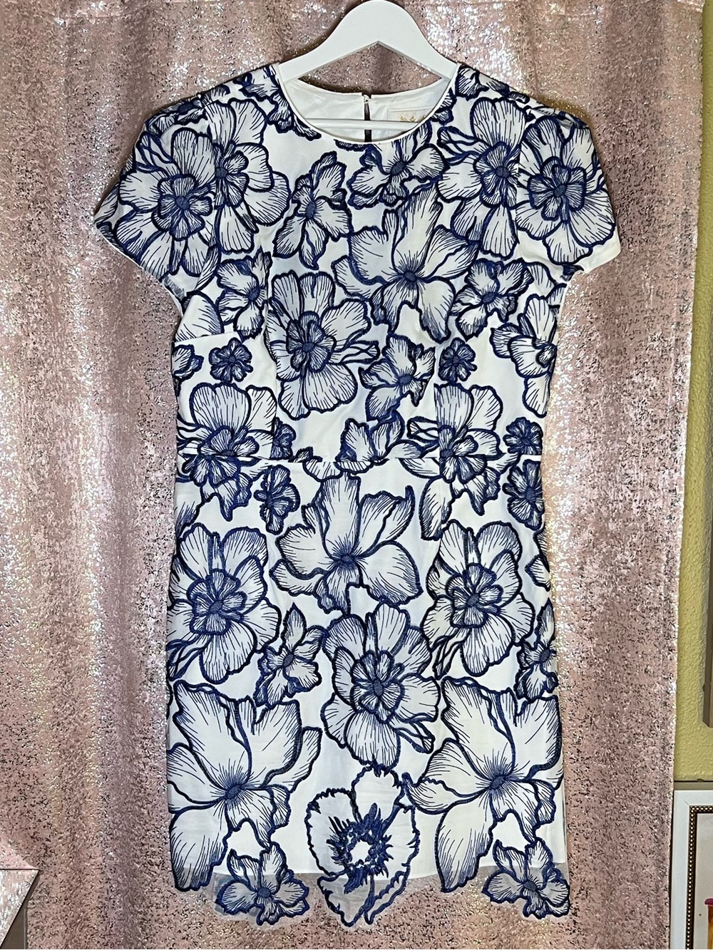 NWOT Milly Lace White & Navy Floral Print Dress